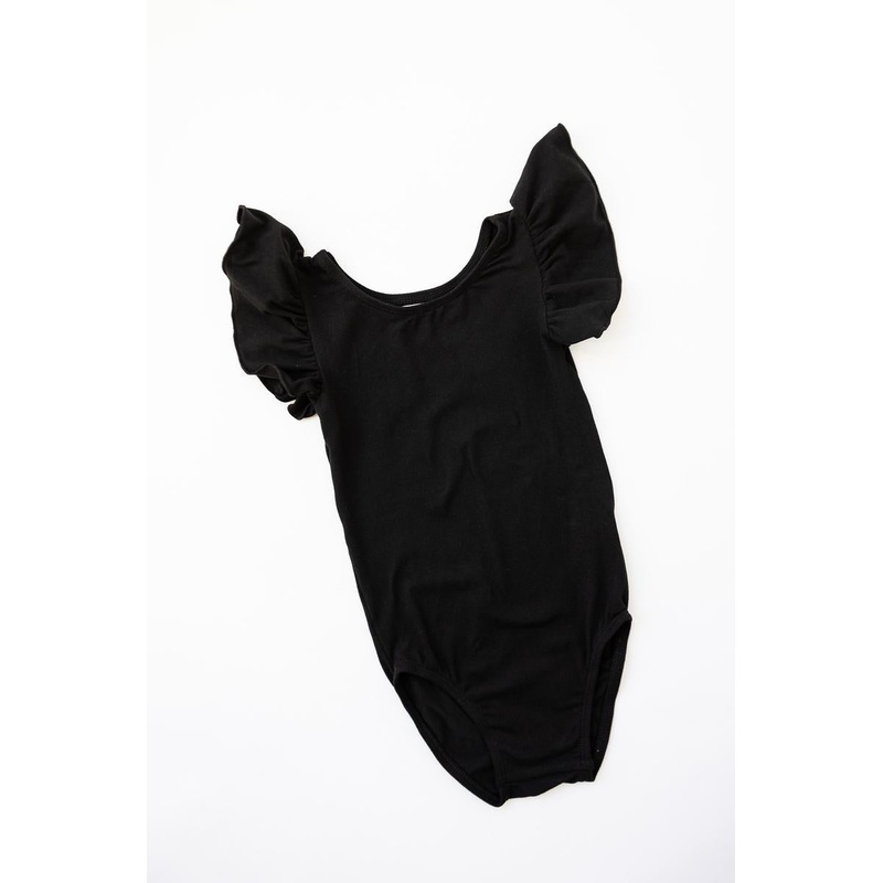 Black S/S Flutter Sleeve Leotard
