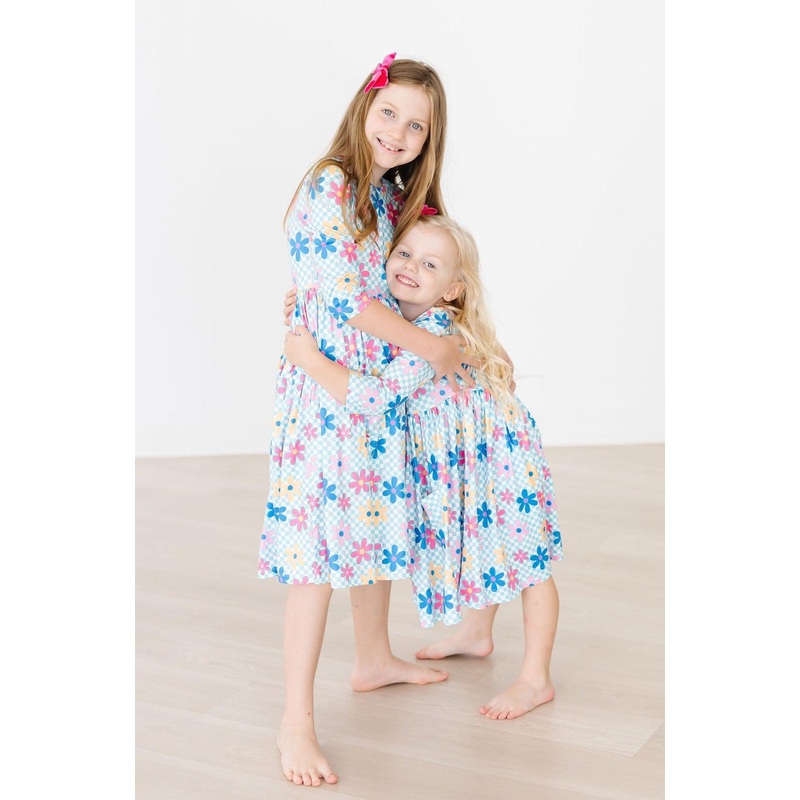 Crazy Daisy 3/4 Sleeve Pocket Twirl Dress