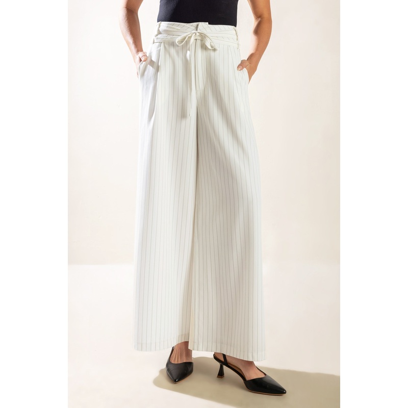 DINNER DATE WOVEN PANTS|WHITE BLACK|S|M|L