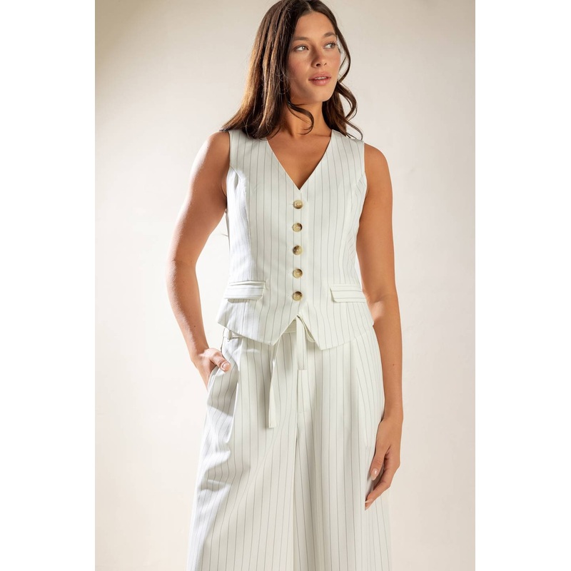 DINNER DATE WOVEN VEST|WHITE|S|M|L