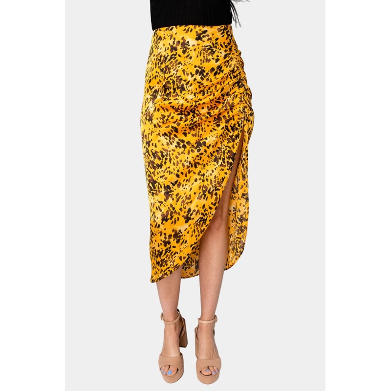 Marie Zip Fron Midi Skirt – Tortoiseshell