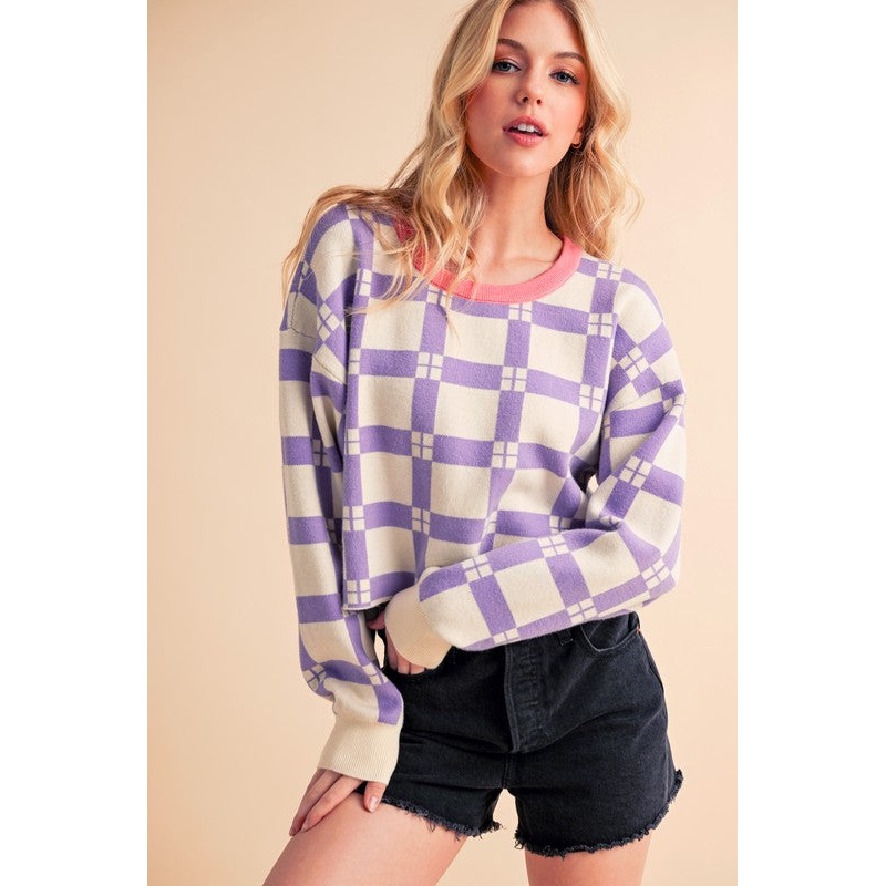 Pam Plaid Sweater|MULTI|S|M|L