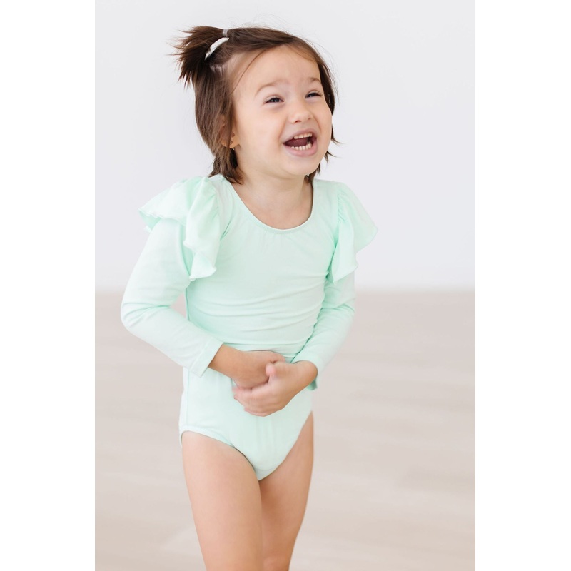 Pastel Green L/S Flutter Sleeve Leotard