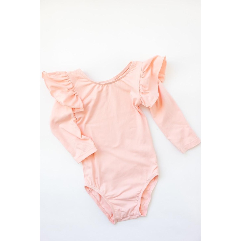 Peach L/S Flutter Sleeve Leotard