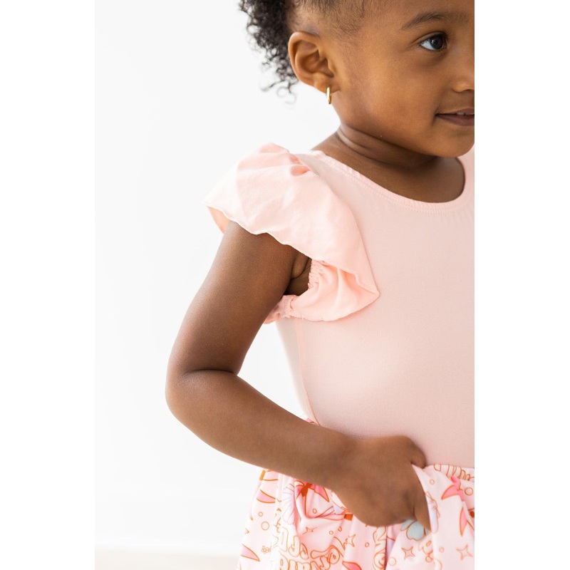 Peach S/S Flutter Sleeve Leotard