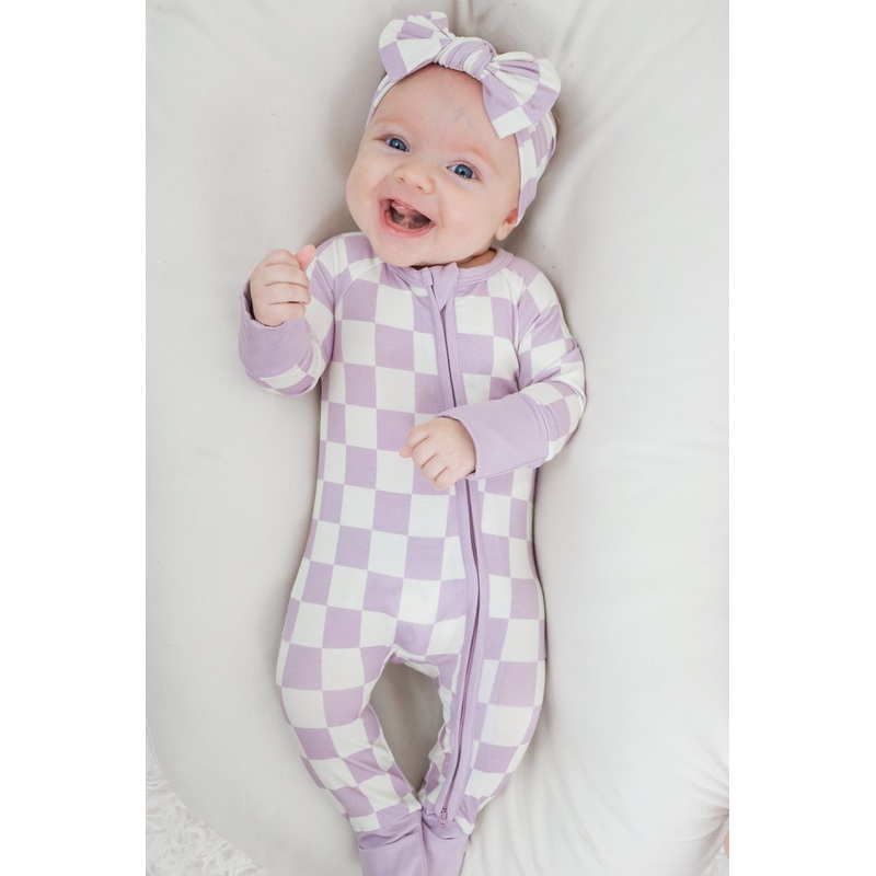 PERIWINKLE CHECKERS DREAM ROMPER