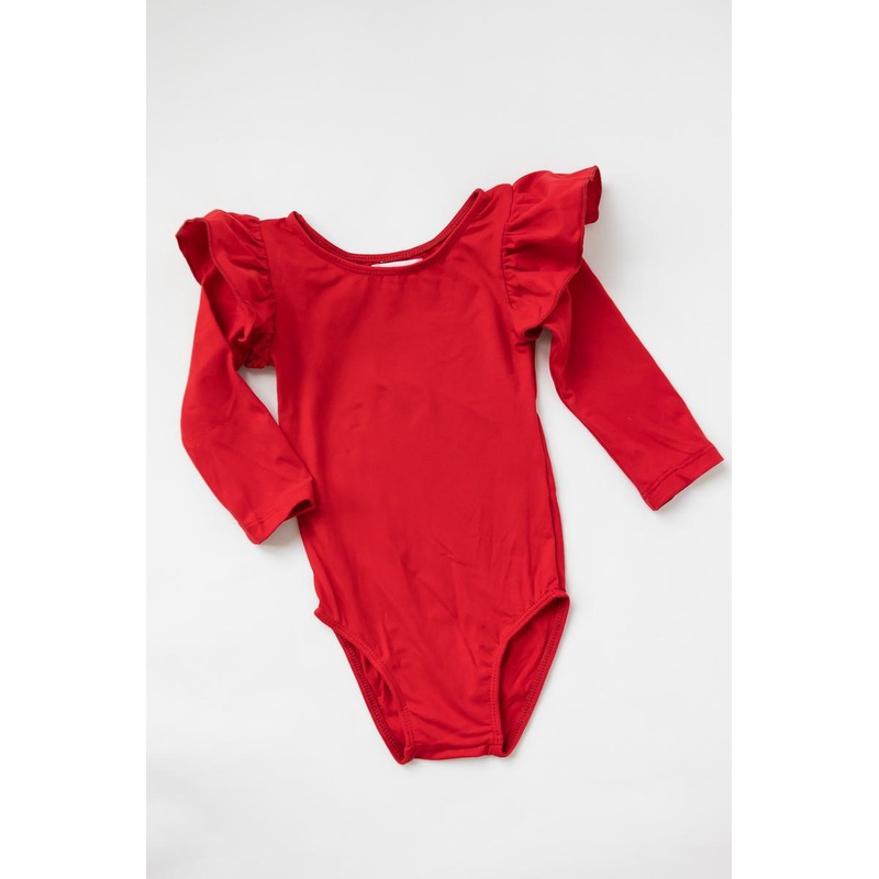 Red L/S Flutter Sleeve Leotard