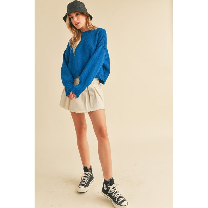 Regina Sweater|COBALT|RED|PEARL|ACID LIME|BLACK|CORAL|HEATHER GRAY|LILAC|SKY|S|L