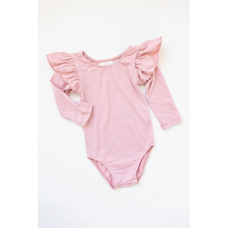 Vintage Pink L/S Flutter Sleeve Leotard