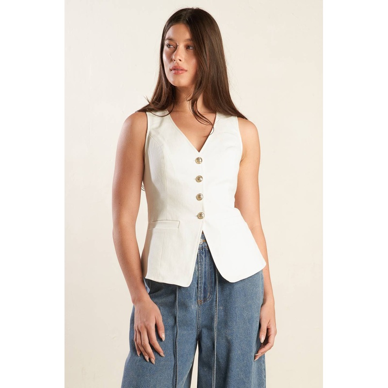 CATCHING DREAMS WOVEN VEST|WHITE|S|M|L