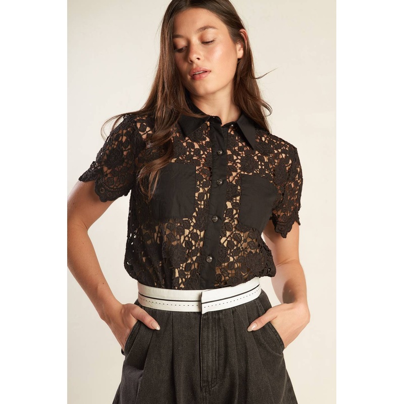 DREAM OF THE FLEET WOVEN LACE TOP