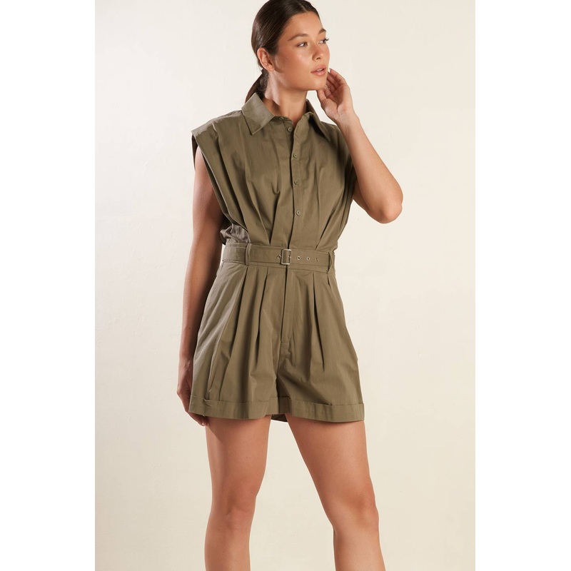 HEART OF A WOMAN WOVEN ROMPER|OLIVE|S|M|L