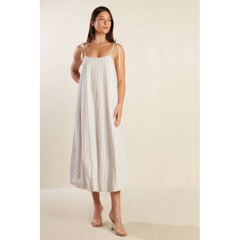 JUST WONDERING WOVEN MIDI DRESS