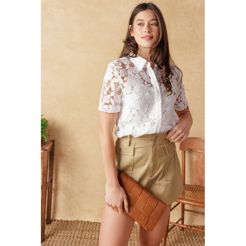 LIMITLESS TIME WOVEN TOP|WHITE|S|M|L