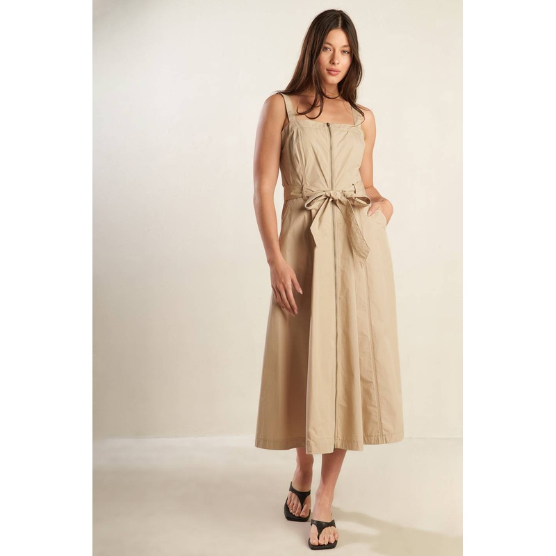 MARGOT DREAM WOVEN MIDI DRESS|TAUPE|S|M|L