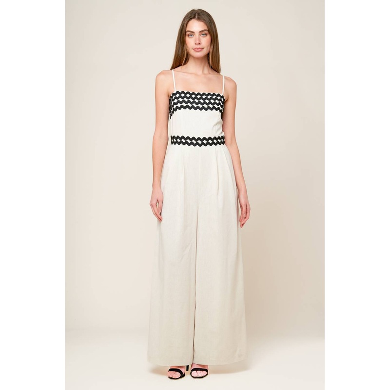 MEET AT THE PIER CREAM WOVEN JUMPSUIT