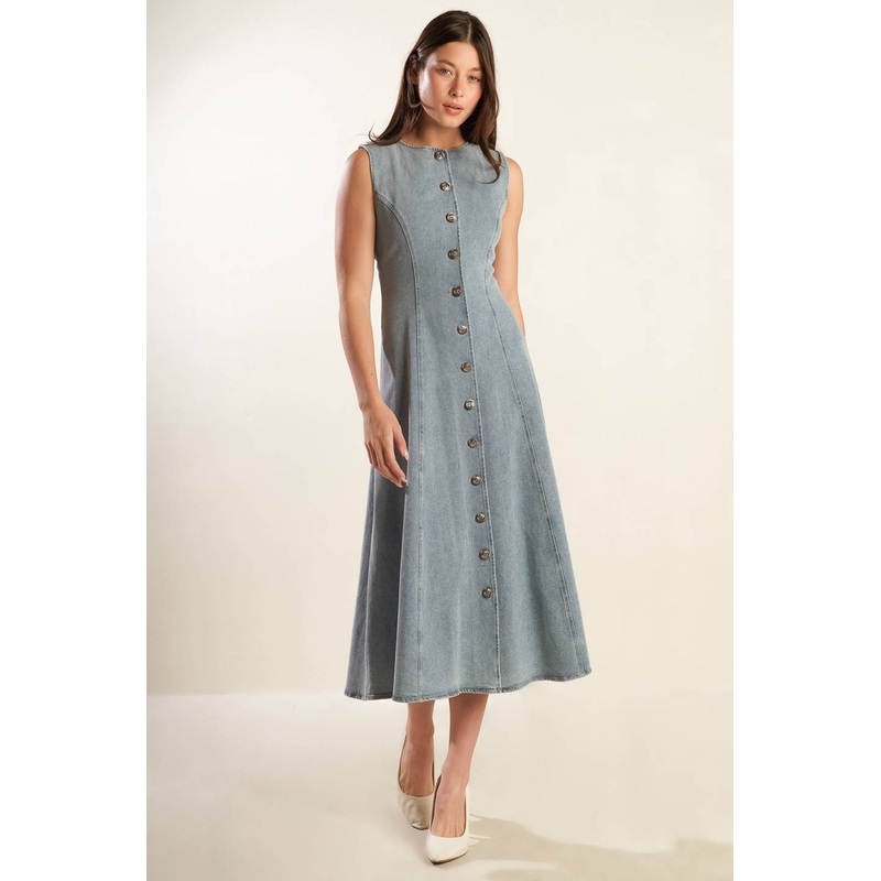 NAUTICAL & NICE DENIM MIDI DRESS