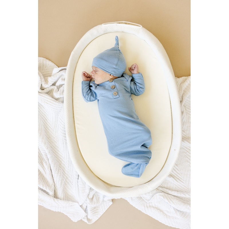 Newborn Bamboo Gown & Hat Set|Blue|Pink|Green|Gown & Hat Set|Bow Add-On (buy gown separately)