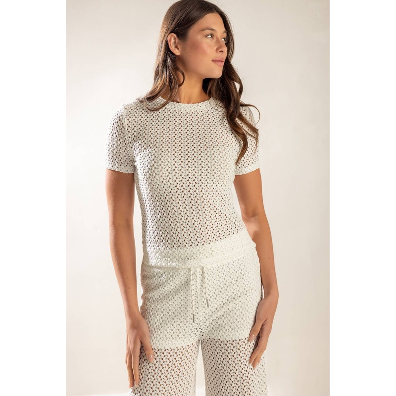 PRESENCE OF LOVE SEMI SHEER KNIT TOP