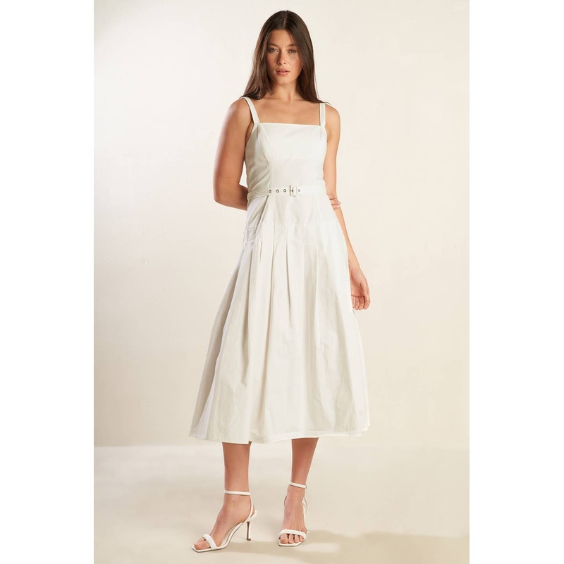 SHAY LANTANA WOVEN MIDI DRESS|WHITE|S|M|L