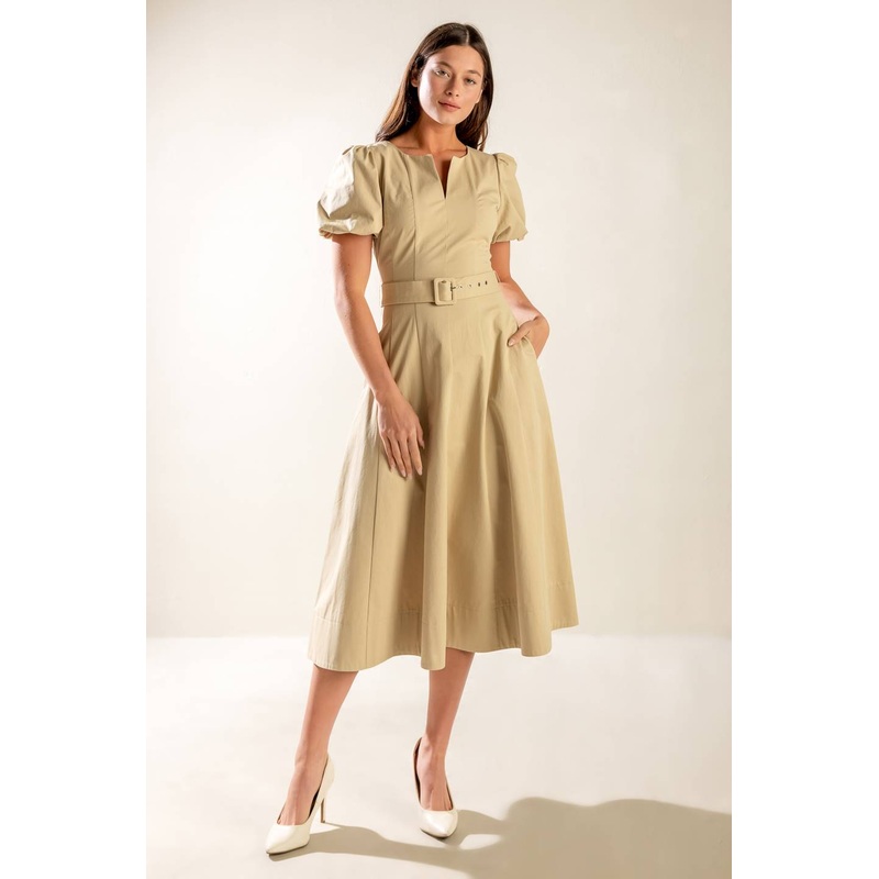 SUNLIT SOIREE WOVEN MIDI DRESS