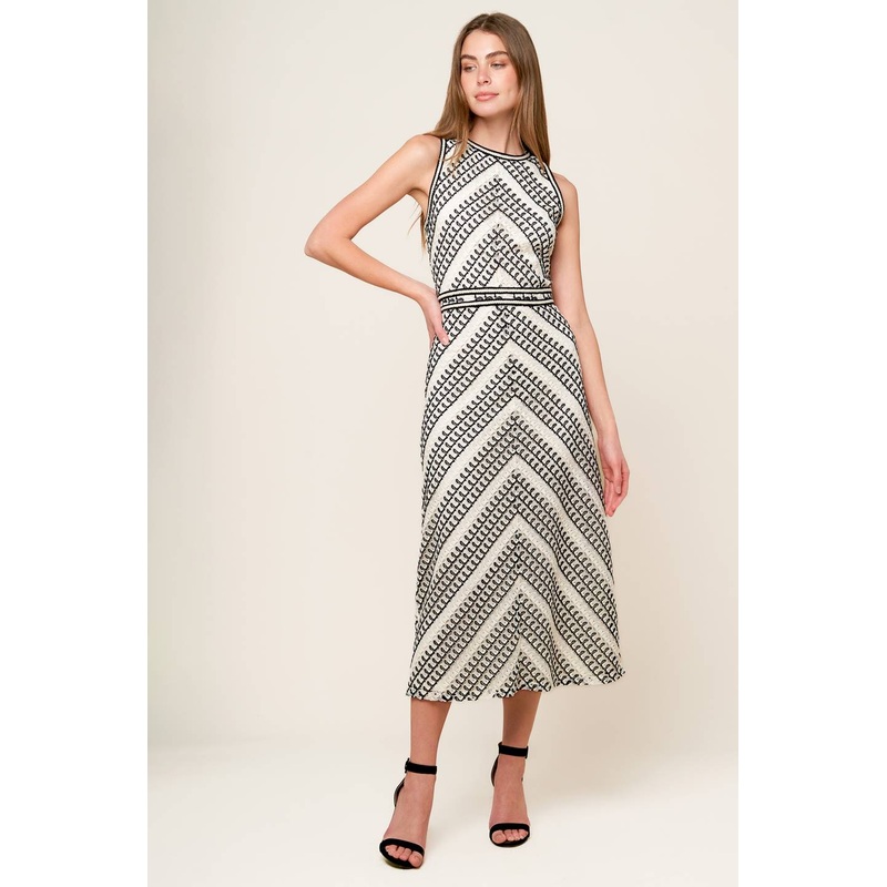 TERRIFIC TIMING CROCHET MIDI DRESS
