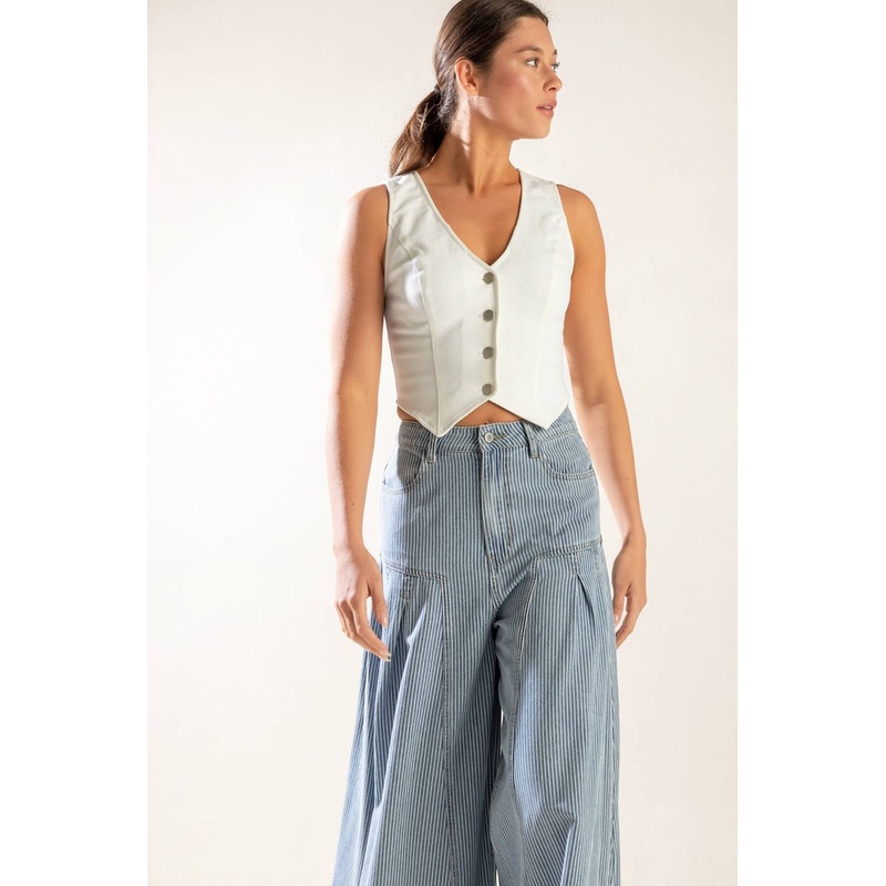 THE LILY’S SECRET DENIM VEST|WHITE|S|M|L