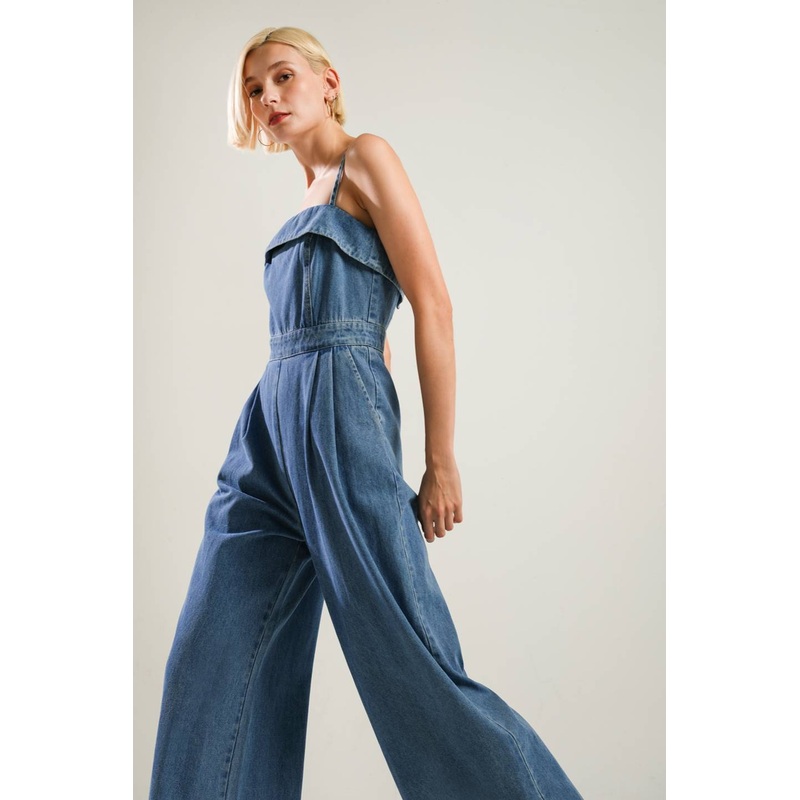 URBAN ELEGANCE DENIM JUMPSUIT|LIGHT INDIGO|S|M|L