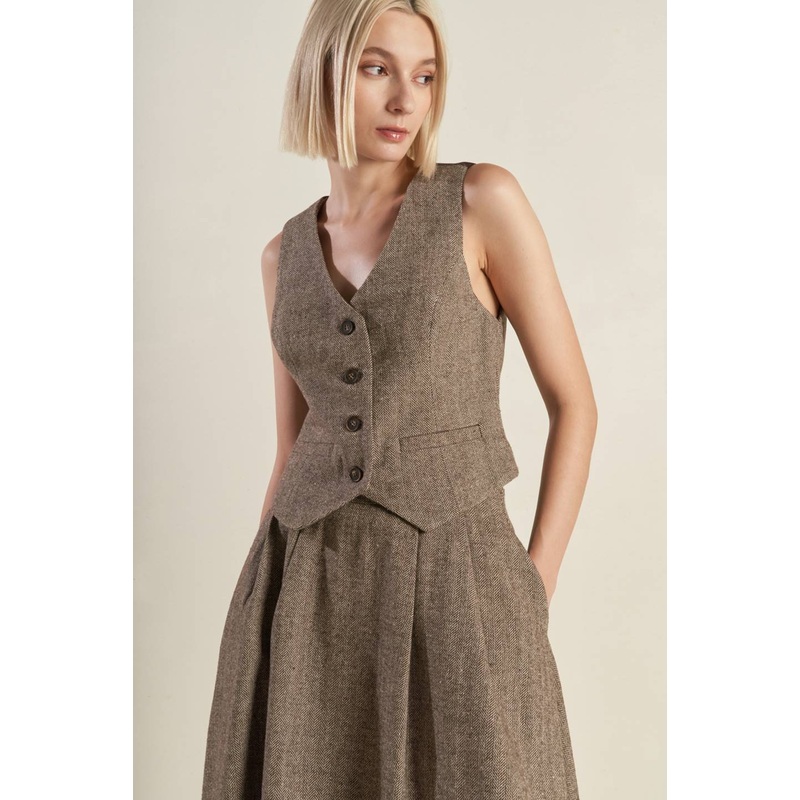 VIBRANT DAZE WOVEN VEST|BROWN|S|M|L