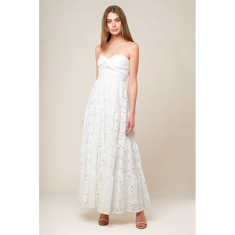 WISHING WELL WHITE WOVEN LACE MAXI DRESS