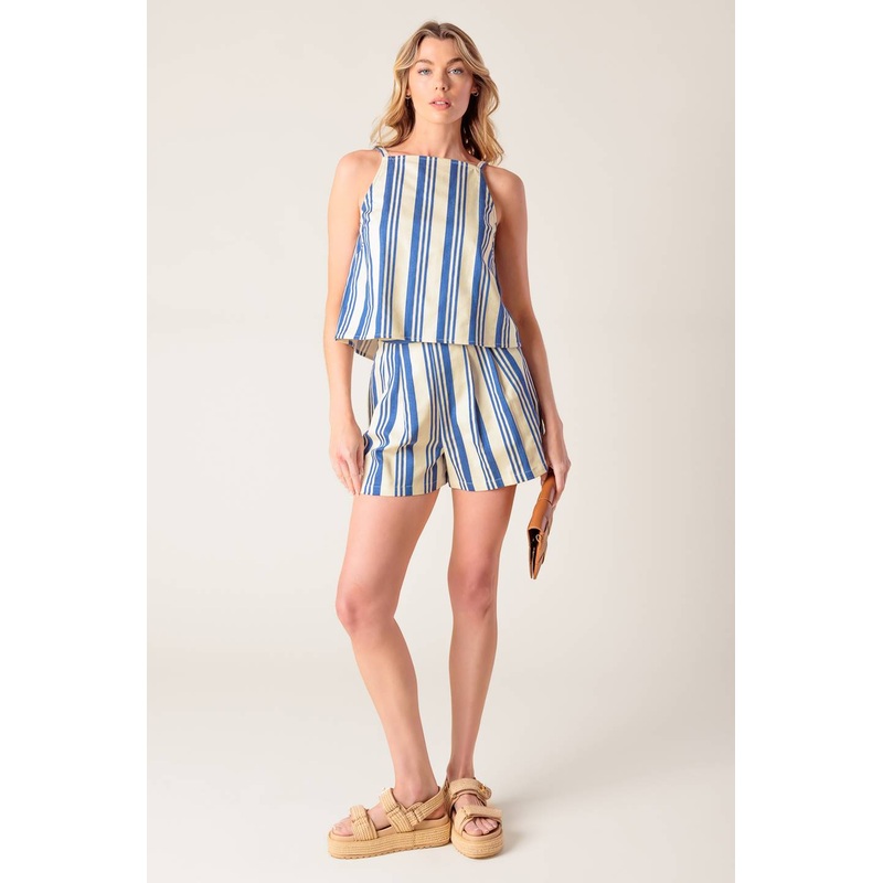 AROUND THE WORLD WOVEN TOP AND SHORT SET