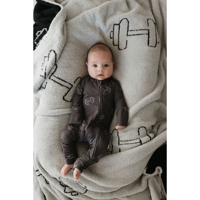 Bamboo Zip Pajamas | Charcoal Arm Day