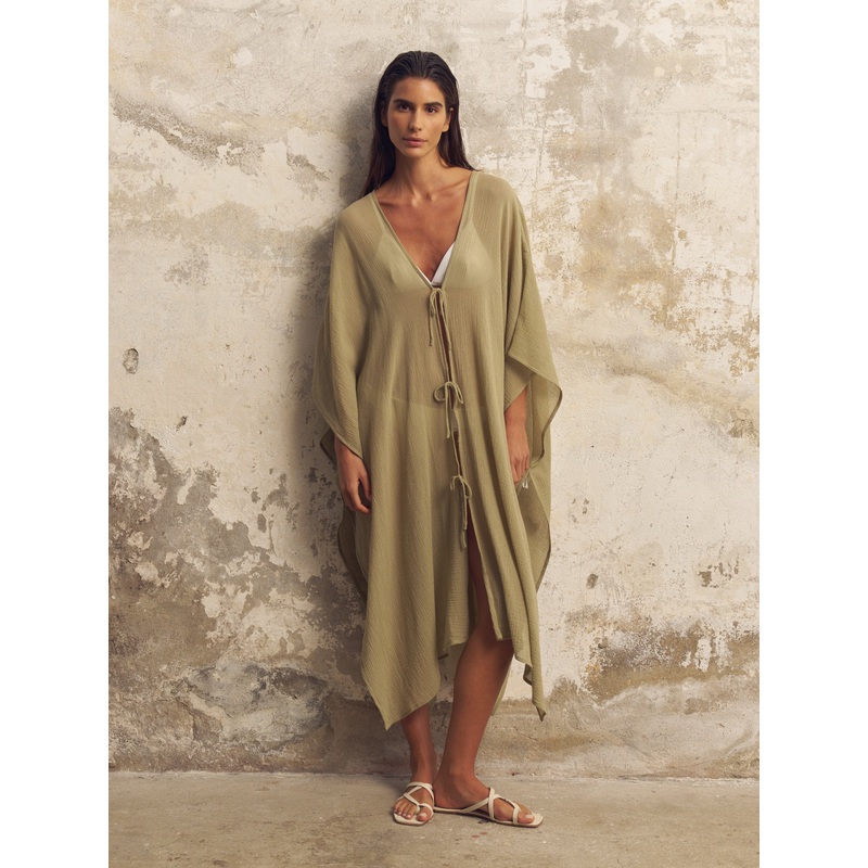 Bodrum Ties Kaftan – Khaki Green