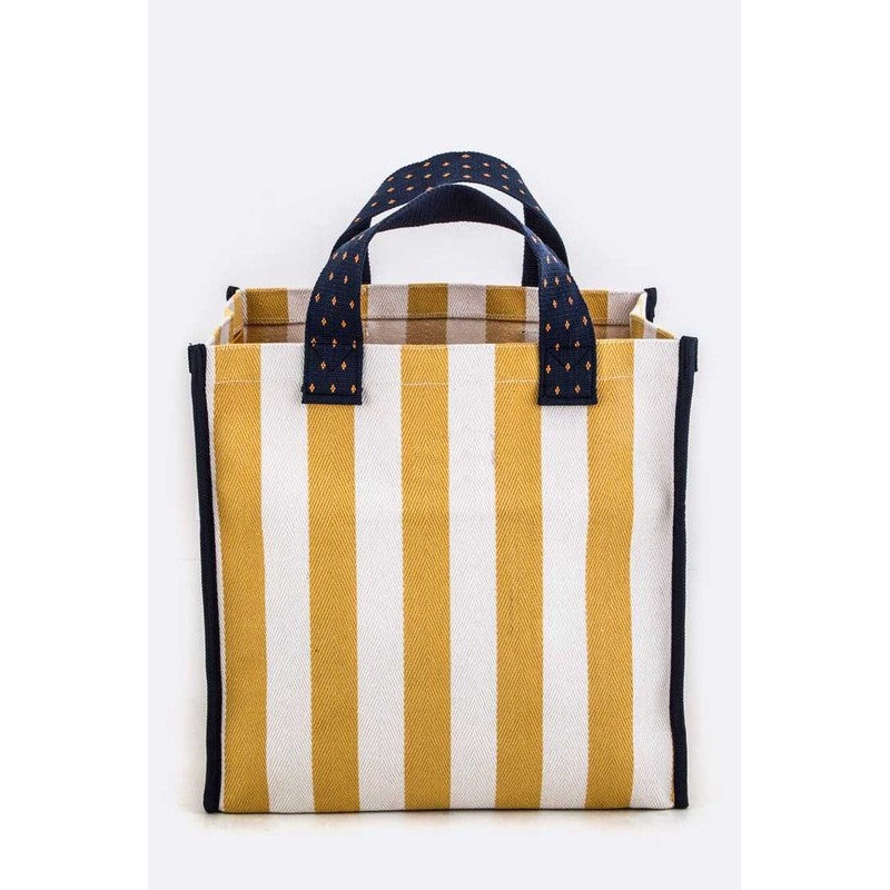 Boxy Striped Heavy Duty Canvas Shopping Tote