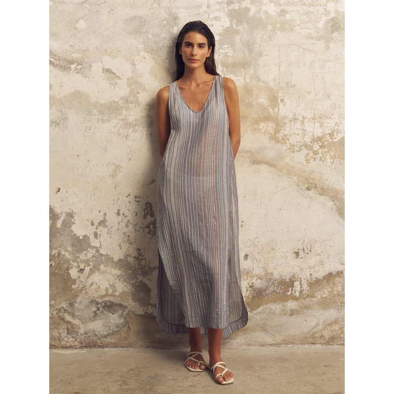 Day Break Dress – Navy With Stripes