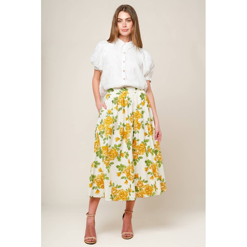 EVERY SUNDAY CREAM WOVEN FULL SKIRT