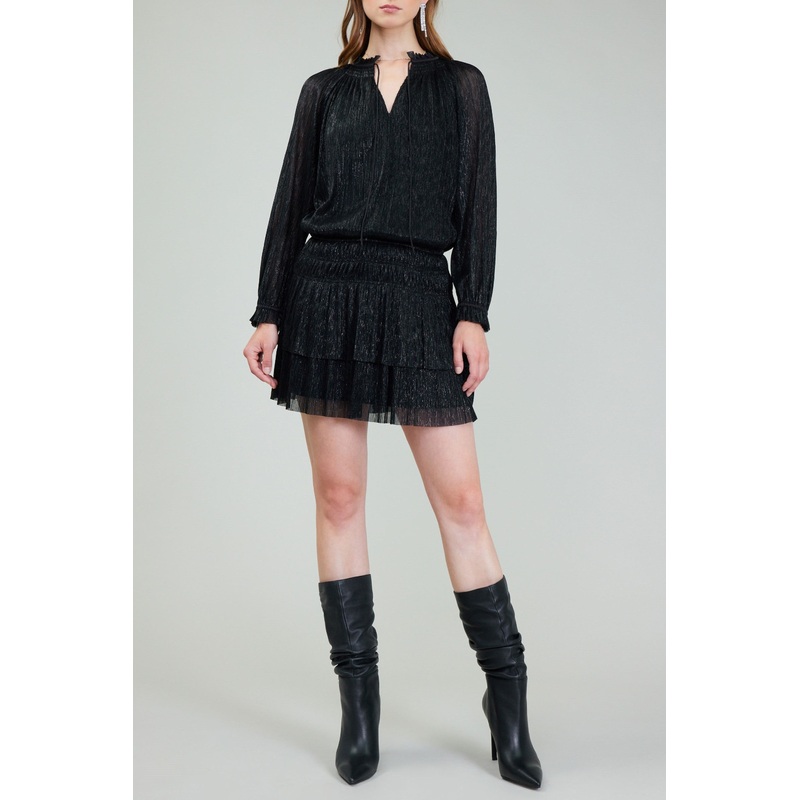 Lurex Pleated Mini Dress|XS|S|M|L