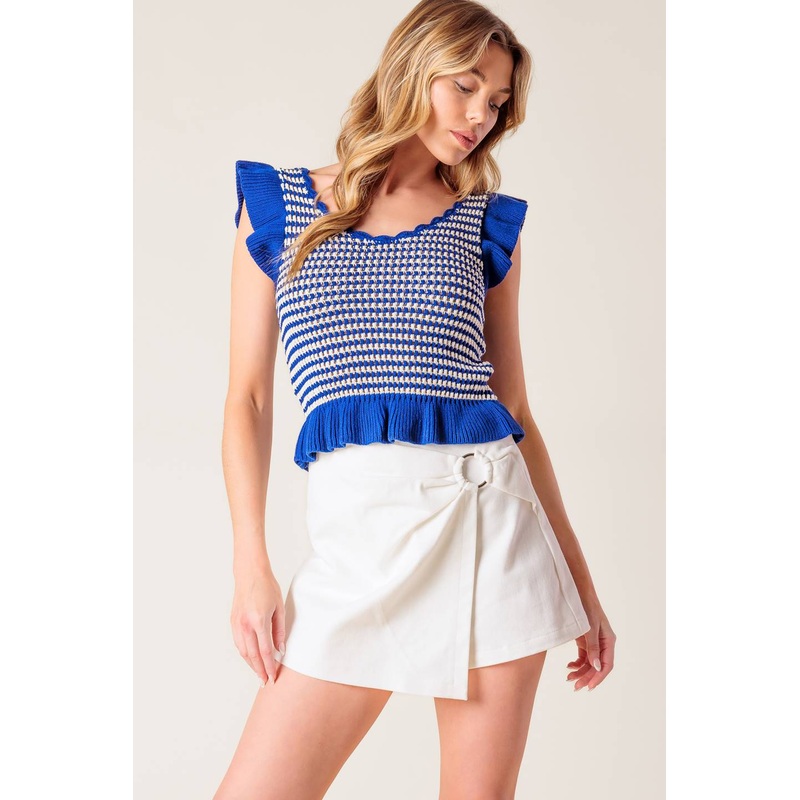 OUT WEST BLUE SWEATER KNIT TOP