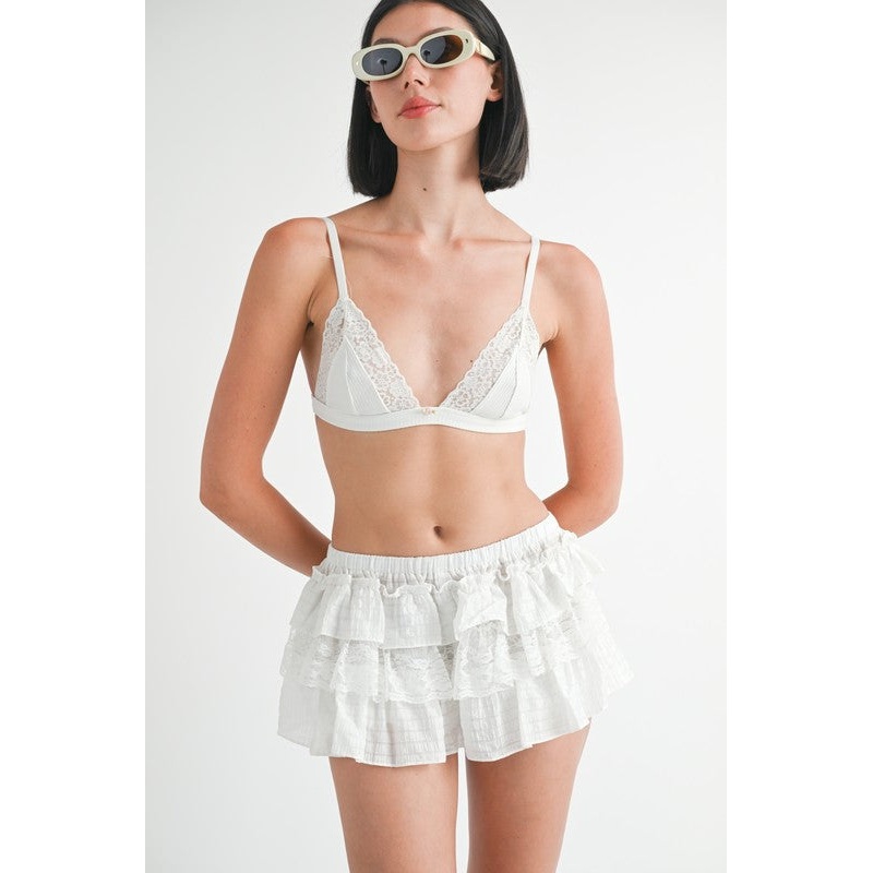 RIB LACE BRALETTE|LIME|WHITE|S|M|L