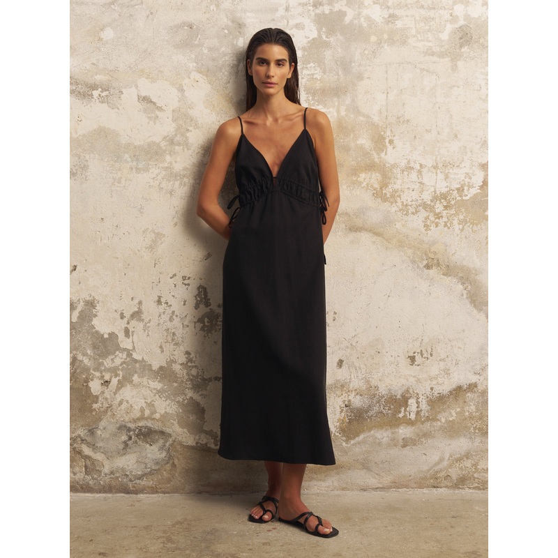 Sofia Ties Maxi Dress – Black|Black|S-M|M-L