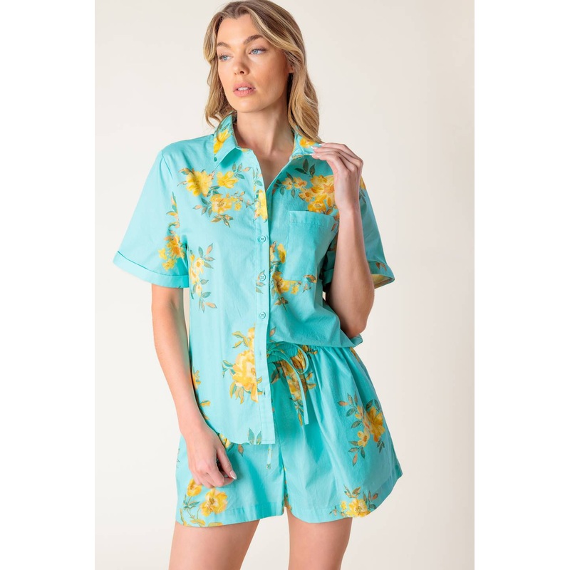 TREASURED TIMES WOVEN TOP AND SHORT SET