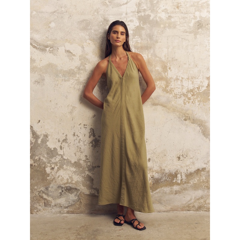 Zoe Maxi Dress – Khaki Green|Khaki Green|S-M|M-L