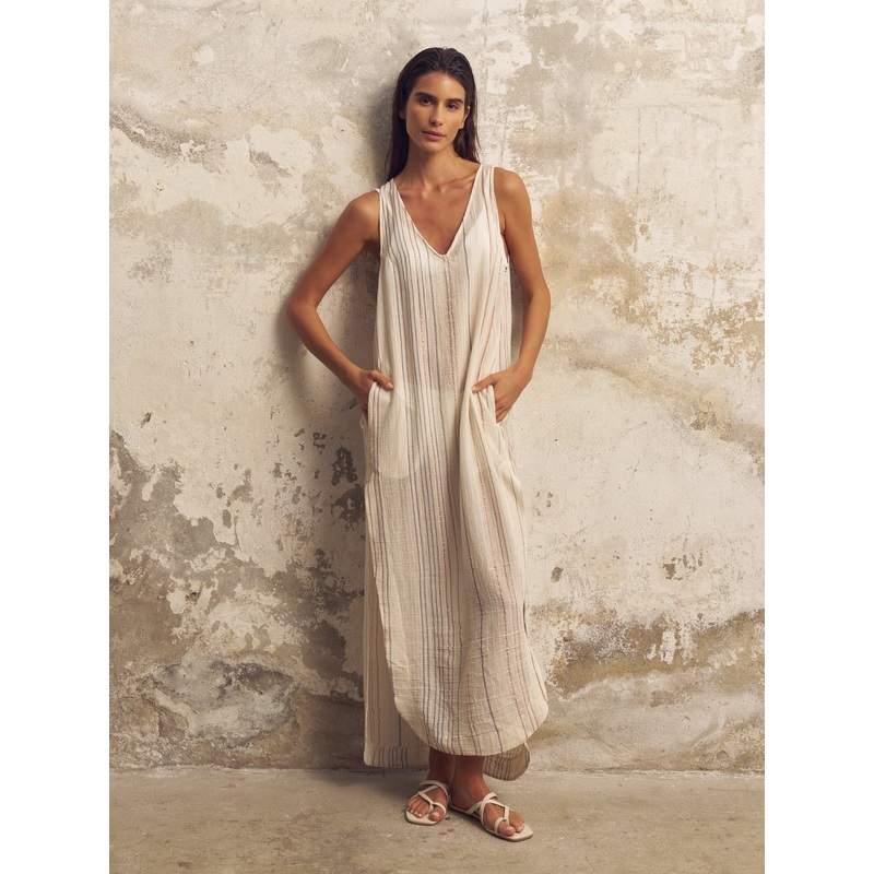 Day Break Dress – Natural With Stripes