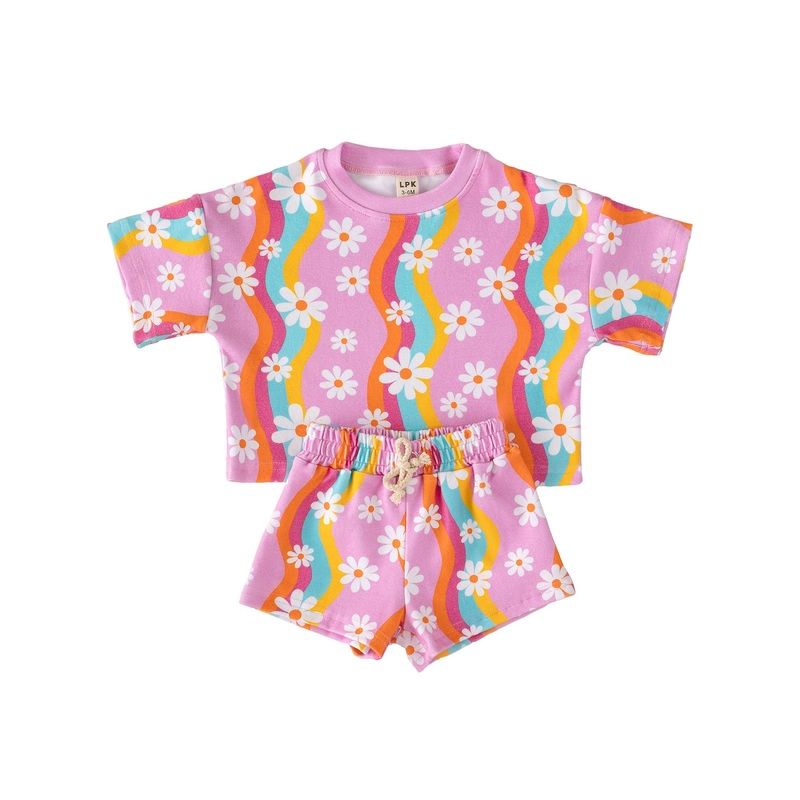 Shorts Set | Groovy Daisy|0-3M|3-6M|6-12M|12-18M|18-24M|2T|3T|4T|5T|6-7Y|8-9Y