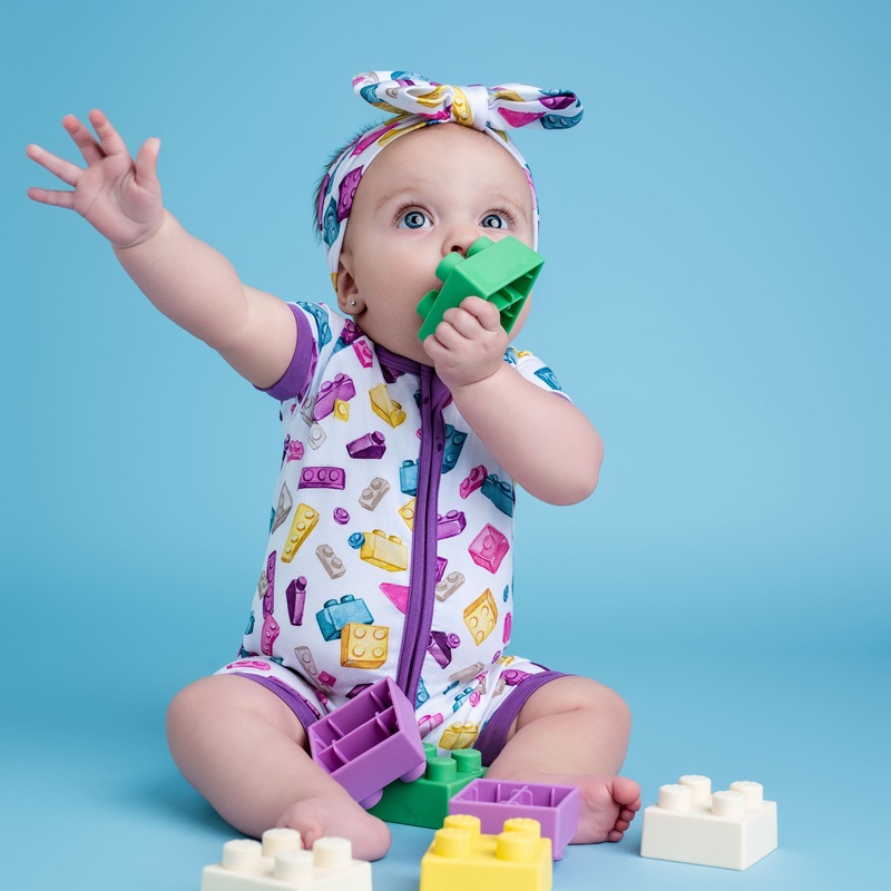 Block Party (Purple) Short Sleeve Romper BDLJ