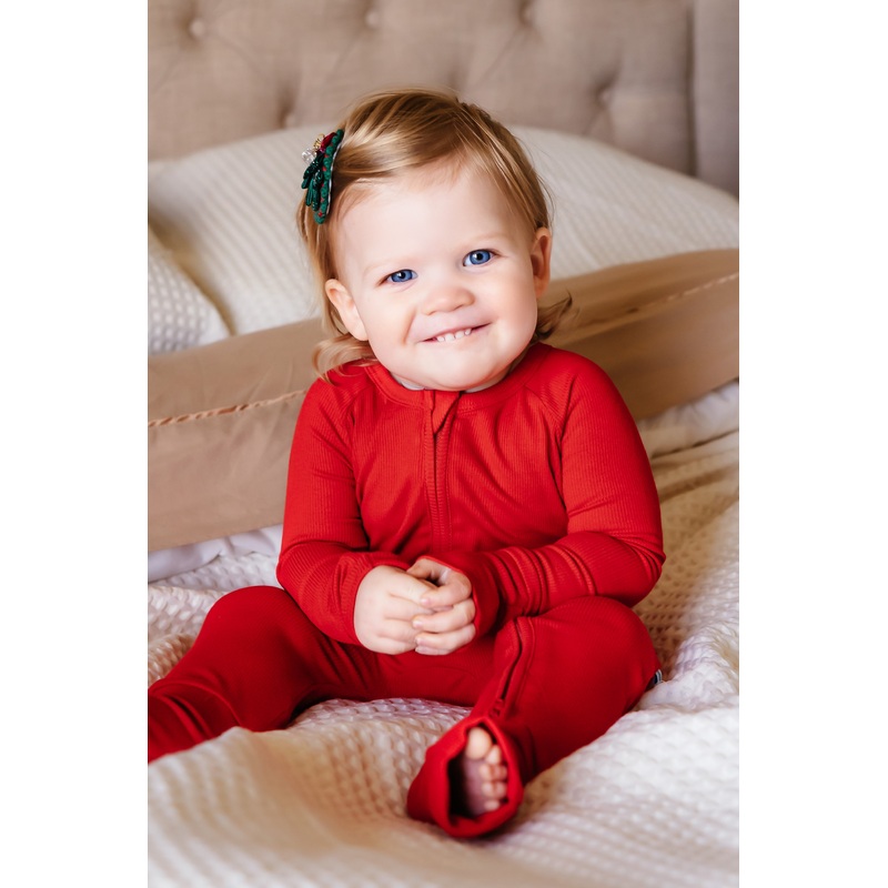 Crimson (Red) Ribbed Romper BDLJ