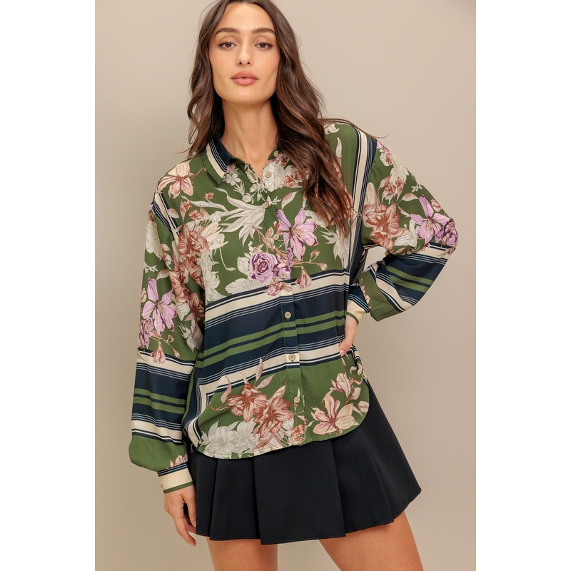 GARDEN CLUB  WOVEN TOP|OLIVE|S|M|L