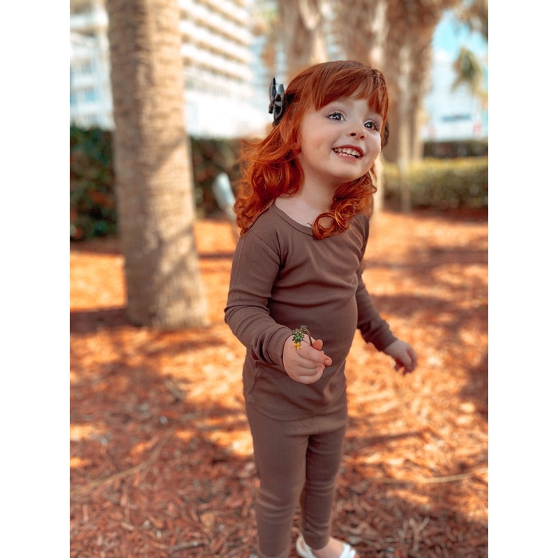 Hot Cocoa (Brown) Ribbed Long Sleeve PJ’s BDLJ