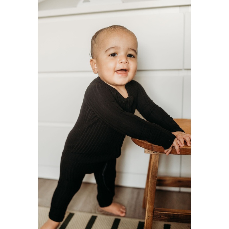 Midnight (Black) Ribbed Romper BDLJ