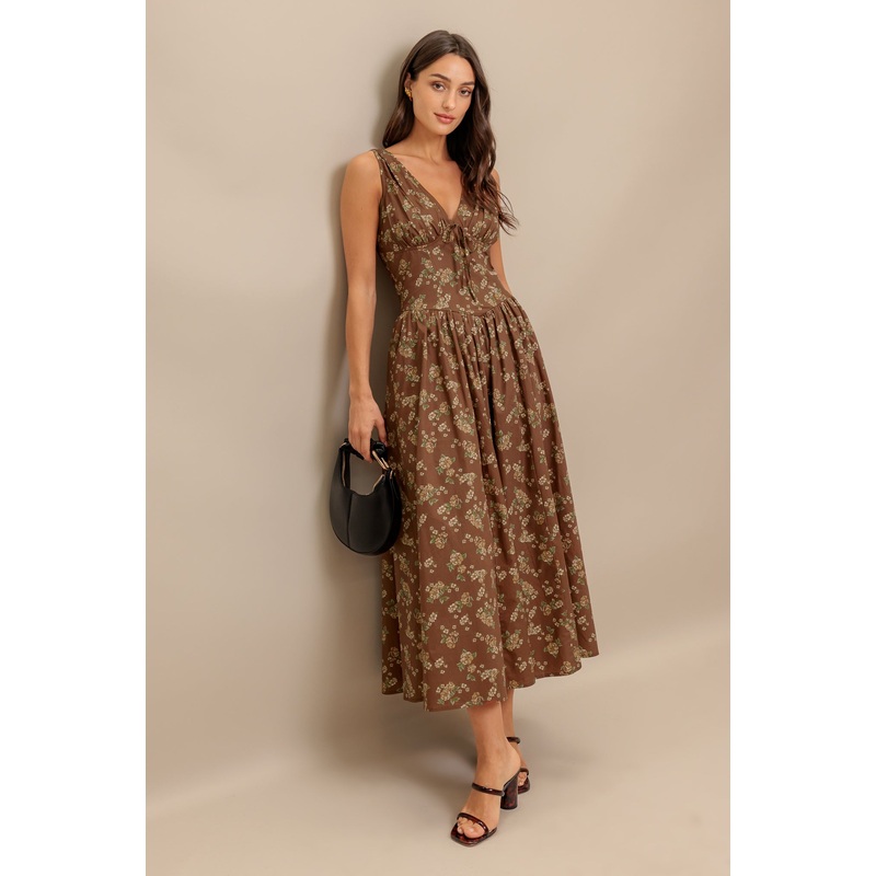 SAND & SHADOW WOVEN MIDI DRESS